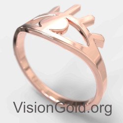 Anillo apilable de ojo malvado de oro rosa delicado 1343R