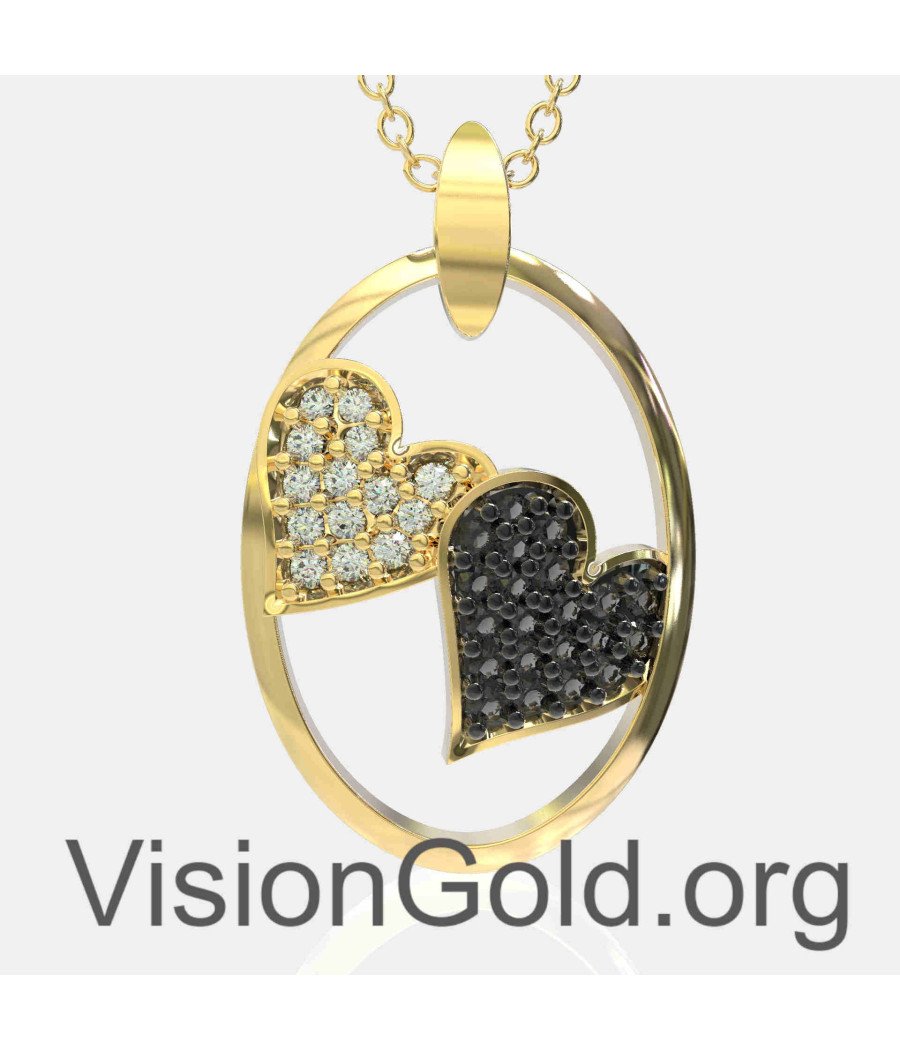 Elegant Two Hearts Necklace 0599Κ
