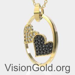 Elegant Two Hearts Necklace 0599Κ