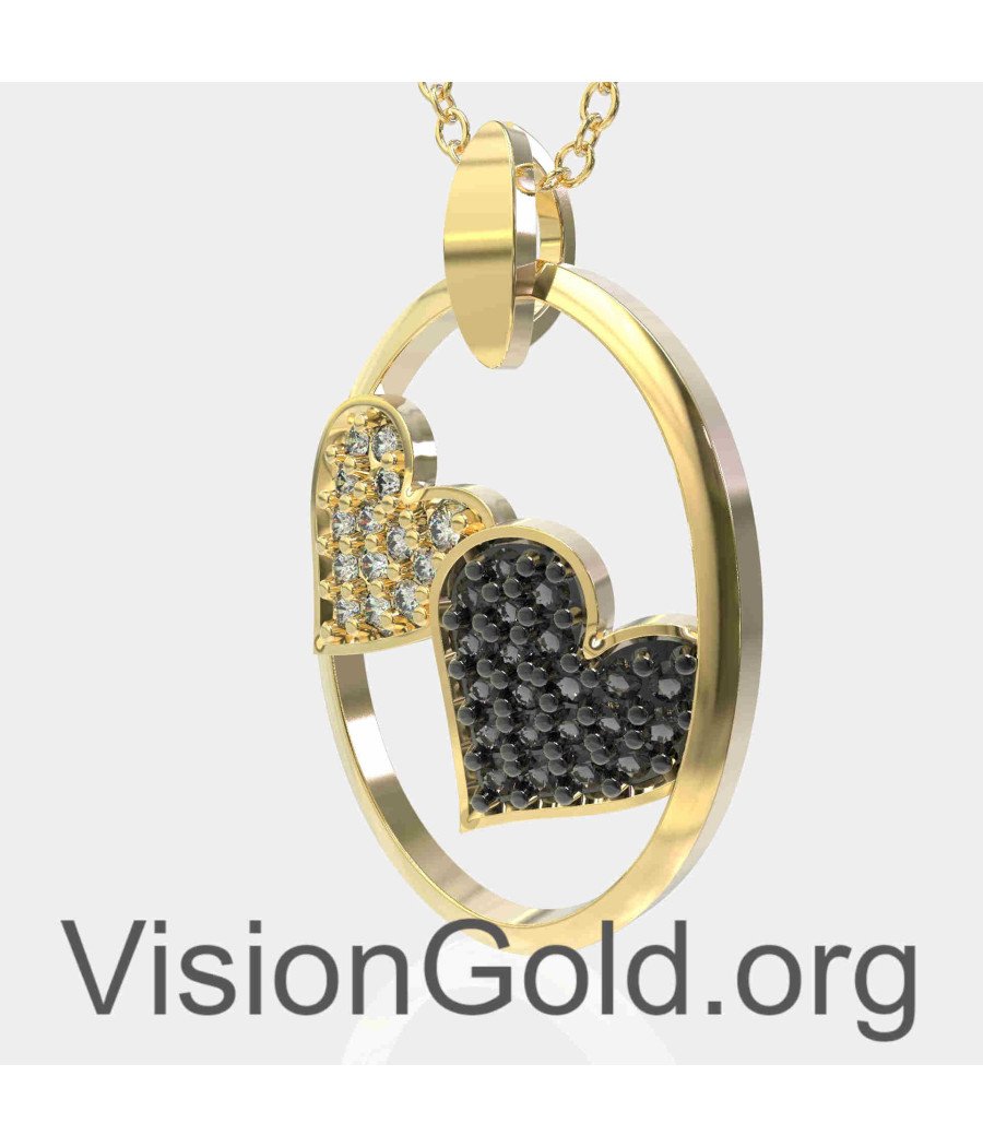 Elegant Two Hearts Necklace 0599Κ
