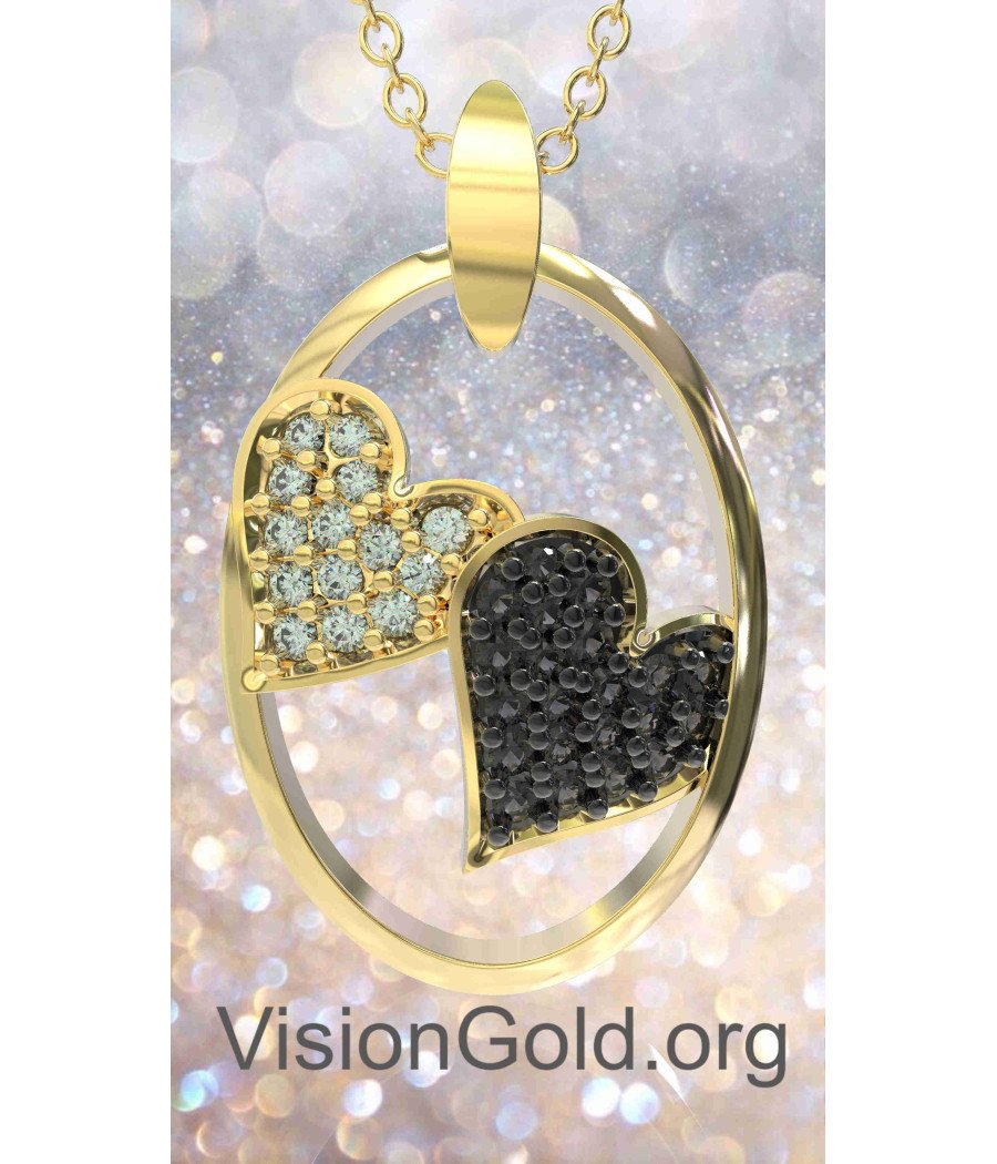 Elegant Two Hearts Necklace 0599Κ