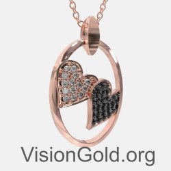 Pink Gold Interlocking Two Hearts Necklace 0599R