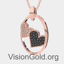 Pink Gold Interlocking Two Hearts Necklace 0599R