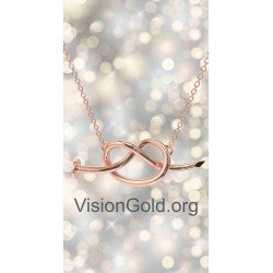 Pink Gold Silver Infinity Pendant Necklace 0519R