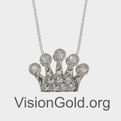 14K Gold Crown Necklace 0281L