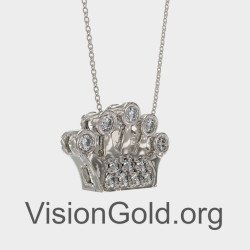 14K Gold Crown Necklace 0281L