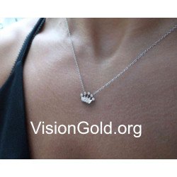 14K Gold Crown Necklace 0281L