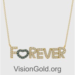 Silberne Herz-Halskette mit dem Wort Forever 0585M