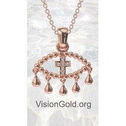 Подвеска «Злой крестик» из розового золота и серебра 0838R