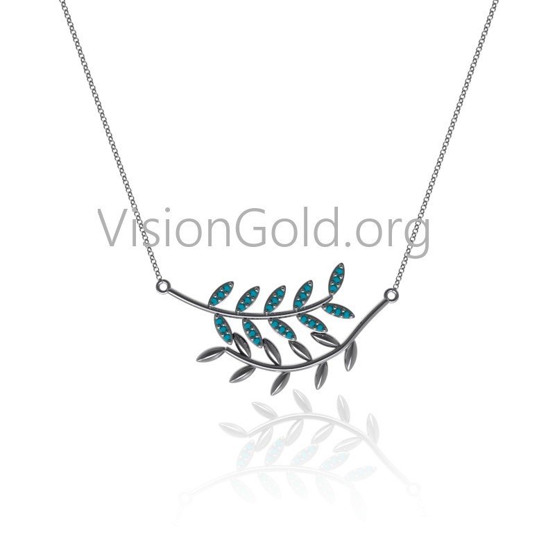 Olive Branch Necklace 925 Silver, Women's Jewelry, Neck Jewelry 0089