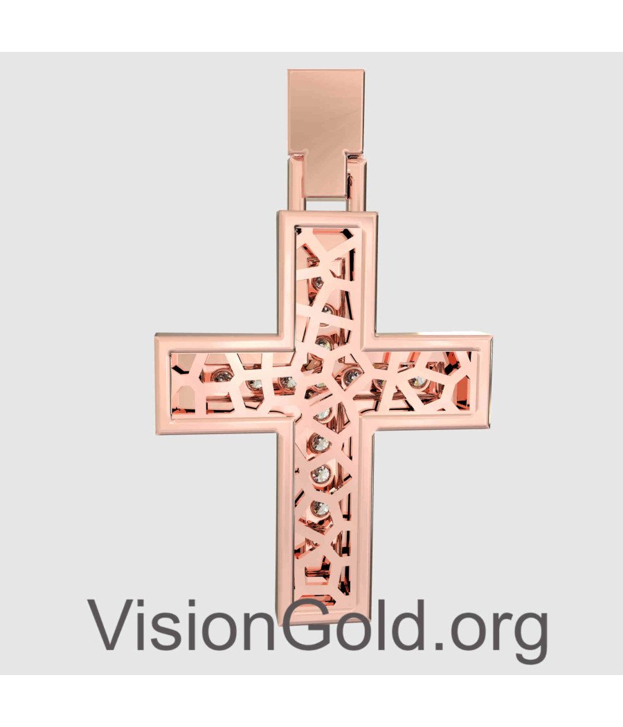 Taufkreuz aus 14K Roségold 0001R