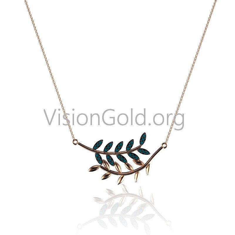 Olive Branch Necklace 925 Silver, Women's Jewelry, Neck Jewelry 0089