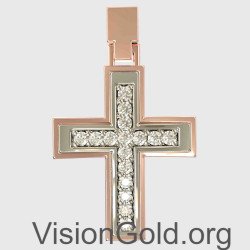 Luxury Two-Tone Baptismal Cross For Girl 0001RL