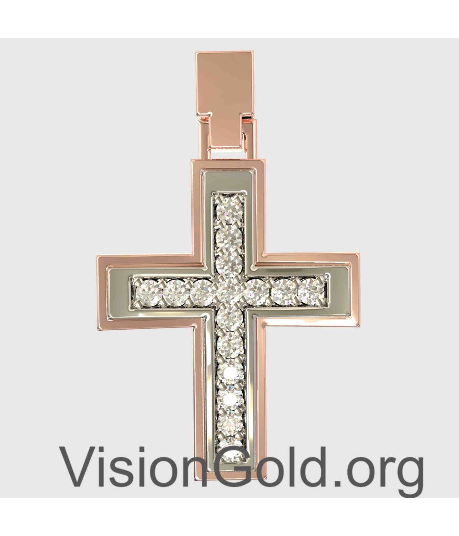 Luxury Two-Tone Baptismal Cross For Girl 0001RL