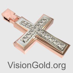 Luxury Two-Tone Baptismal Cross For Girl 0001RL