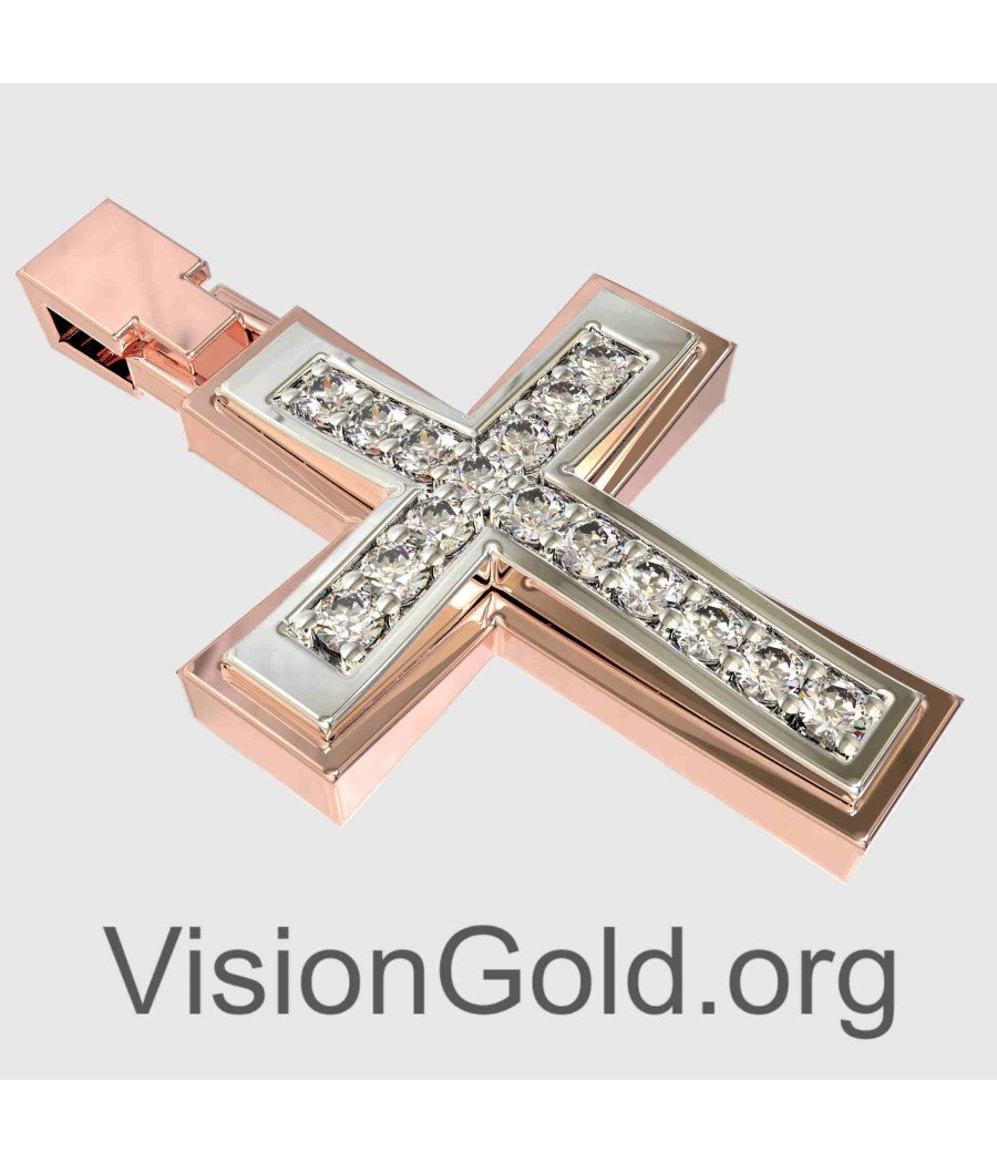 Luxury Two-Tone Baptismal Cross For Girl 0001RL