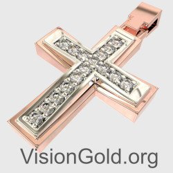 Luxury Two-Tone Baptismal Cross For Girl 0001RL