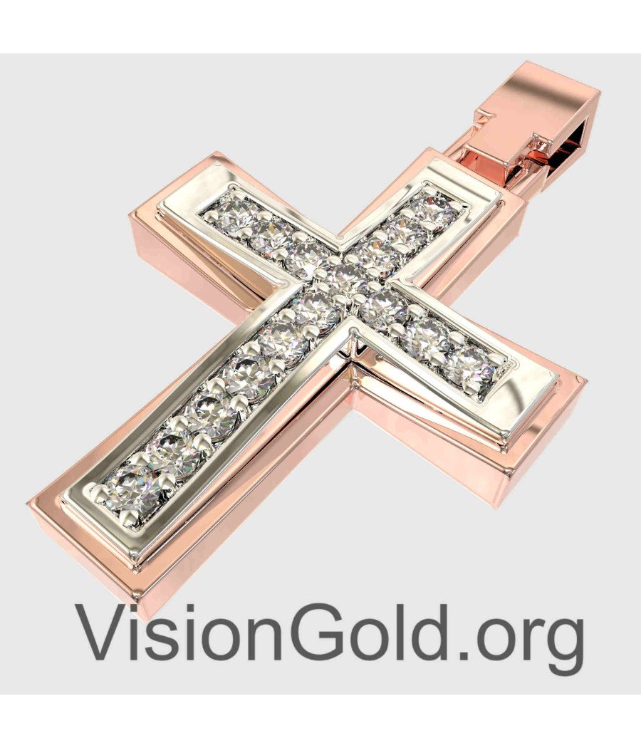 Luxury Two-Tone Baptismal Cross For Girl 0001RL