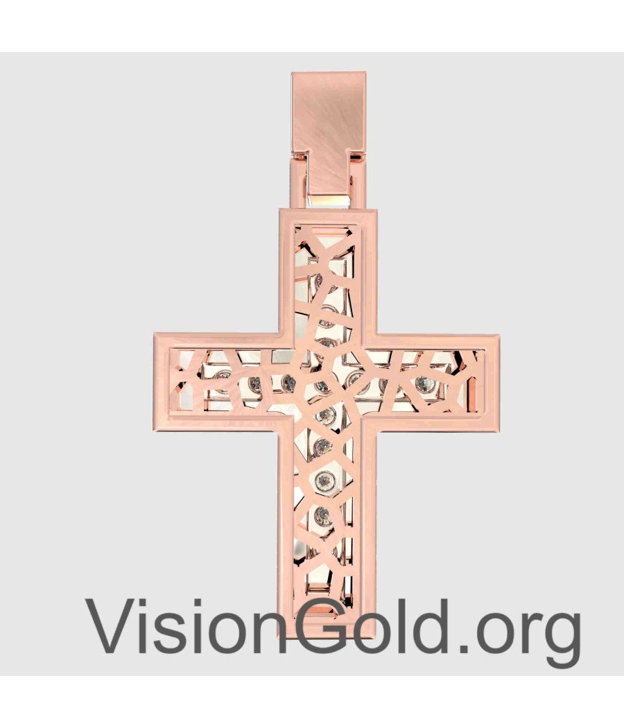 Luxury Two-Tone Baptismal Cross For Girl 0001RL