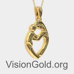 Ожерелье с подвеской из желтого золота для мамы и ребенка 0839K
