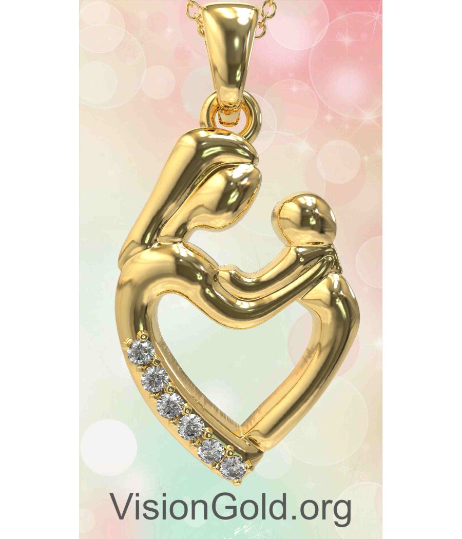 Mother Holding Baby Heart Necklace 0840K