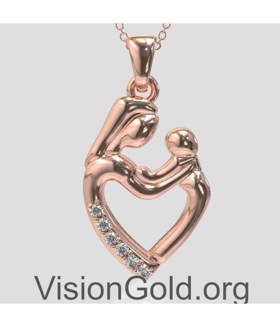 Mother Holding Baby Heart Necklace 0840R