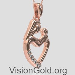 Mother Holding Baby Heart Necklace 0840R
