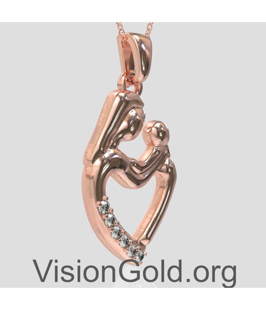 Mother Holding Baby Heart Necklace 0840R