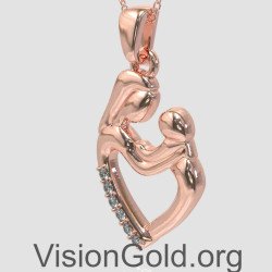 Mother Holding Baby Heart Necklace 0840R