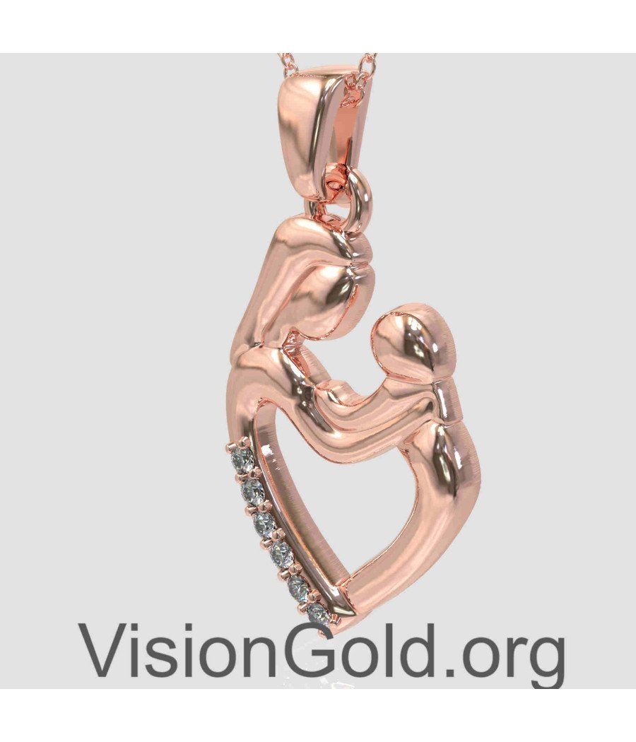 Mother Holding Baby Heart Necklace 0840R