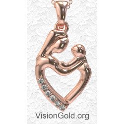 Mother Holding Baby Heart Necklace 0840R