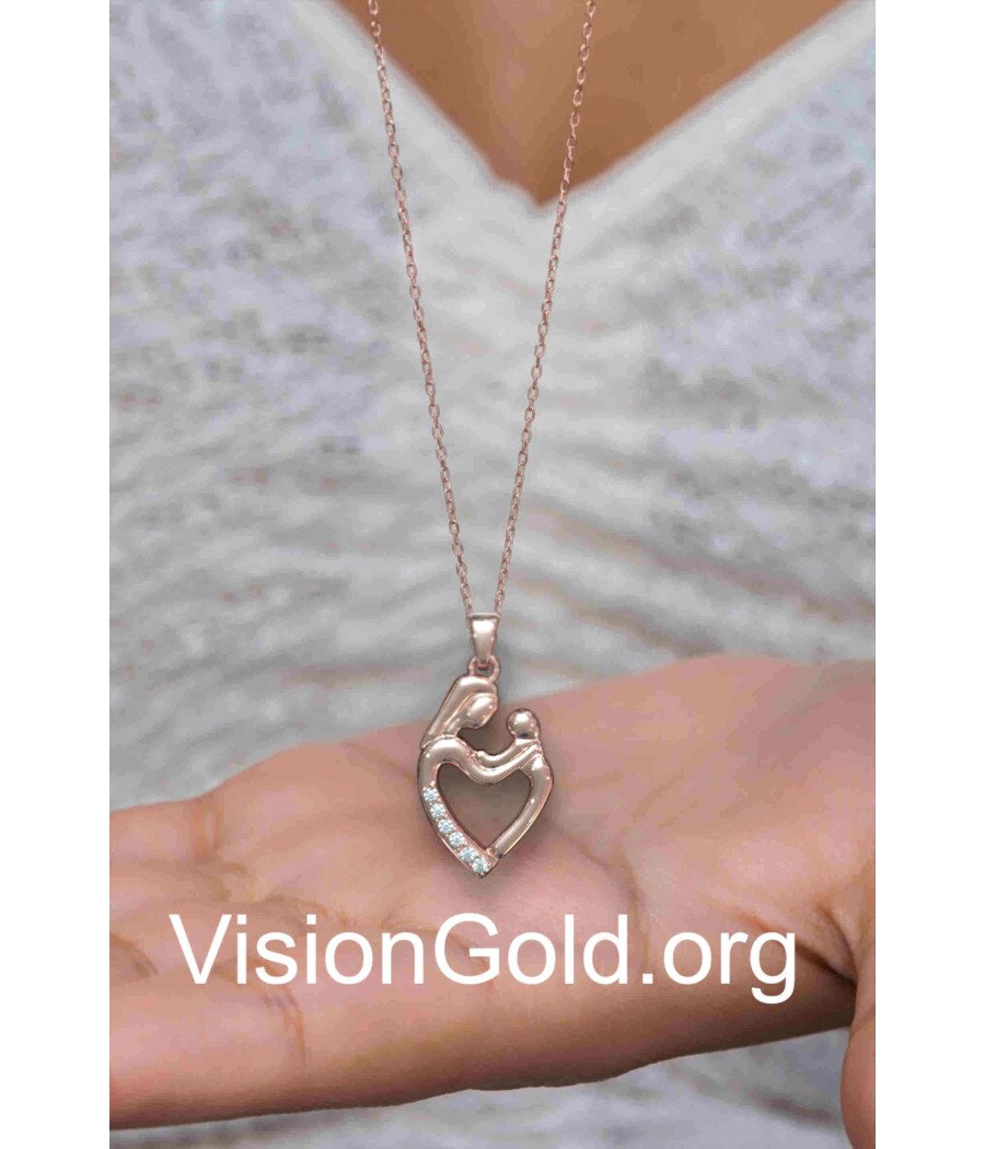 Mother Holding Baby Heart Necklace 0840R