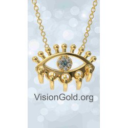 Cute Evil Eye Hearts Pendant Necklace 0841K