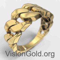 Streetwear Gold Chain Ring 1347K