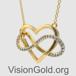 Sparkling Infinity Heart Pendant Necklace 0842K