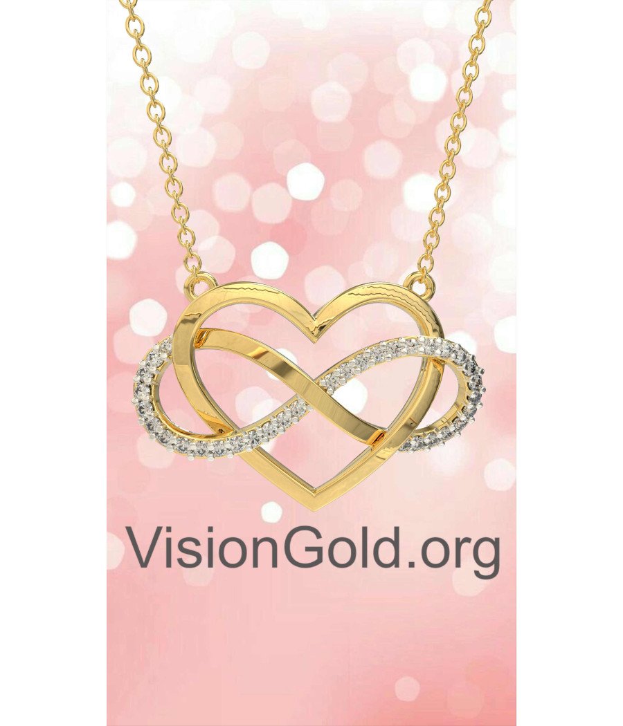 Sparkling Infinity Heart Pendant Necklace 0842K