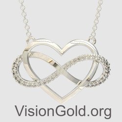 White Gold Infinity Heart Necklace 0842L