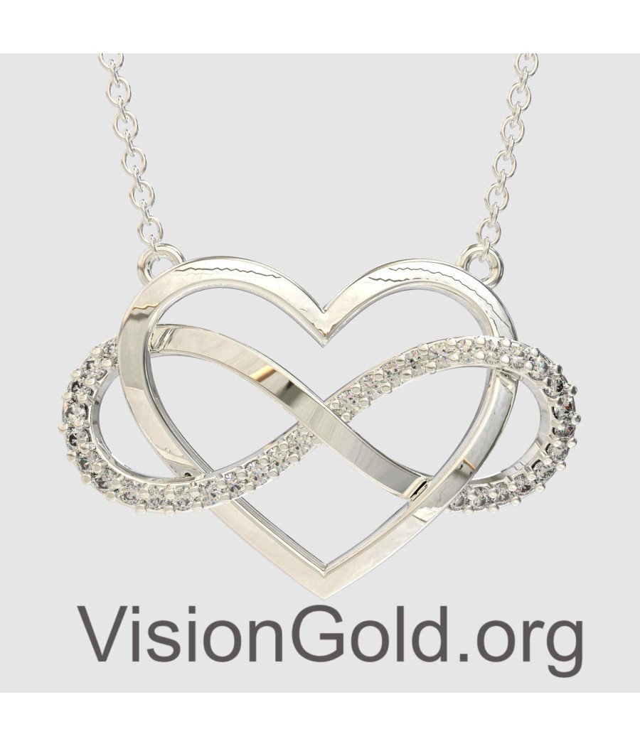 White Gold Infinity Heart Necklace 0842L