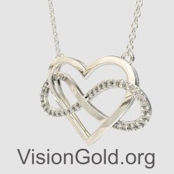 White Gold Infinity Heart Necklace 0842L