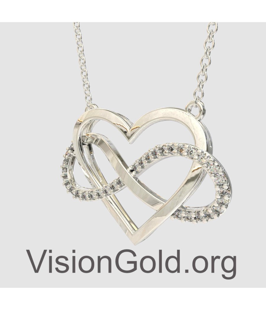 White Gold Infinity Heart Necklace 0842L