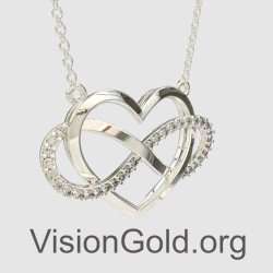 White Gold Infinity Heart Necklace 0842L