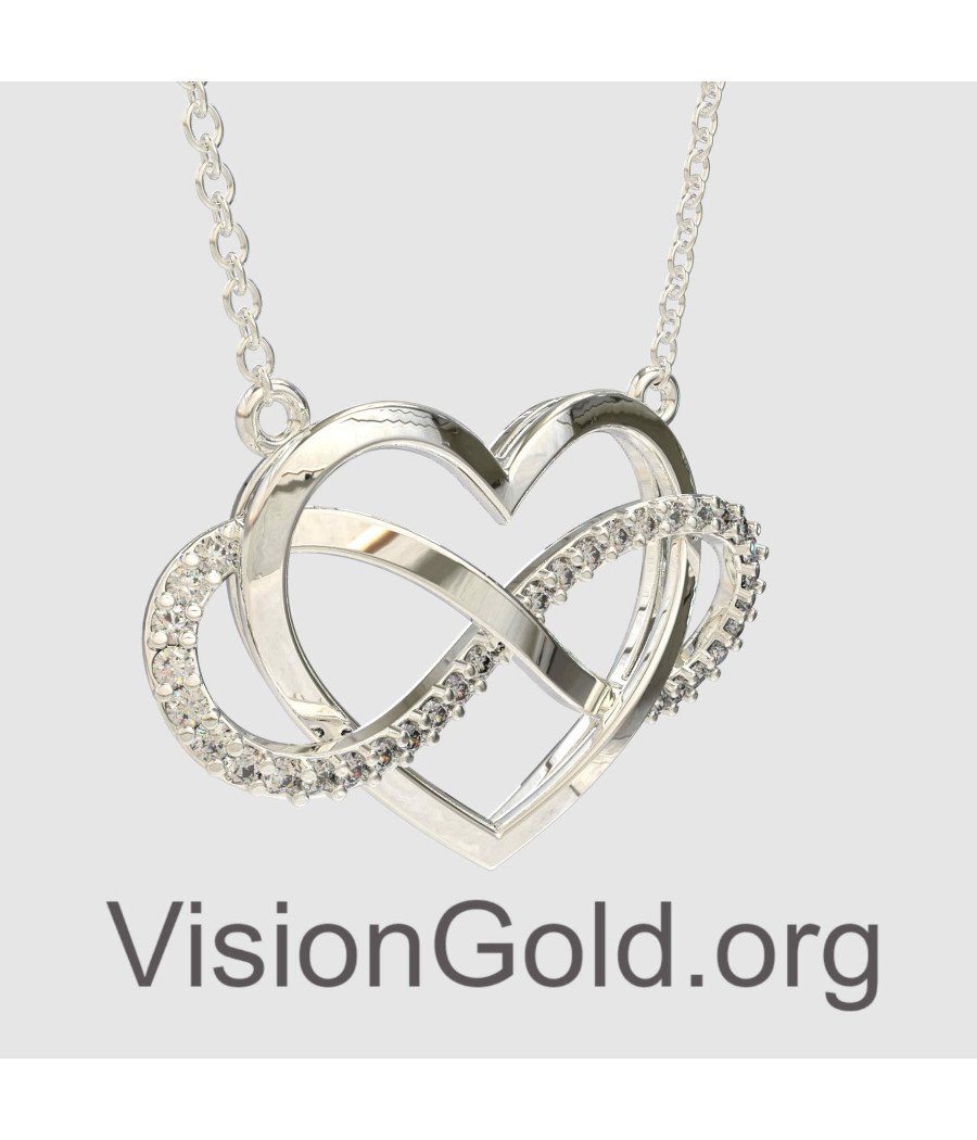 White Gold Infinity Heart Necklace 0842L