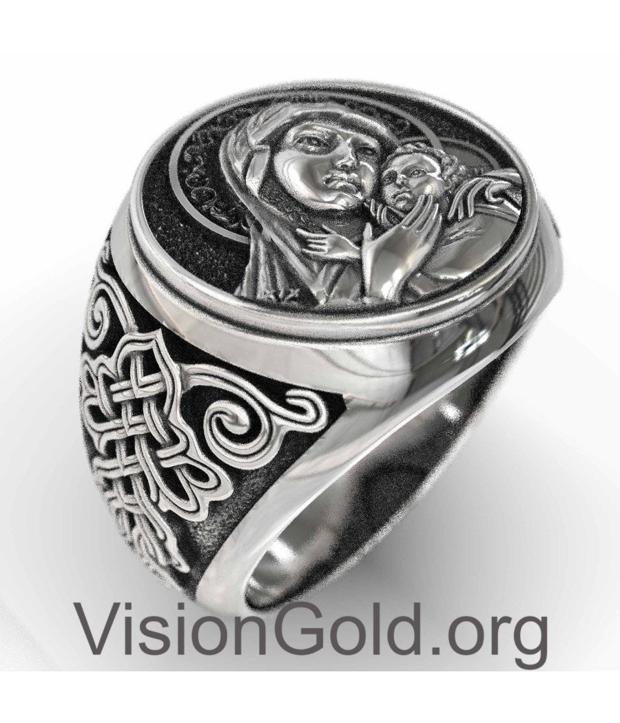 Anillo De Sello Virgen María Y Jesús 0818