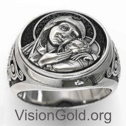 Anillo De Sello Virgen María Y Jesús 0818