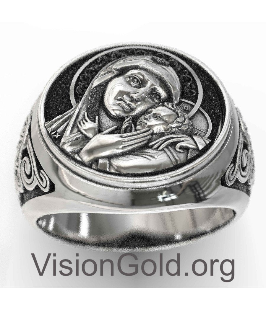 Anillo De Sello Virgen María Y Jesús 0818