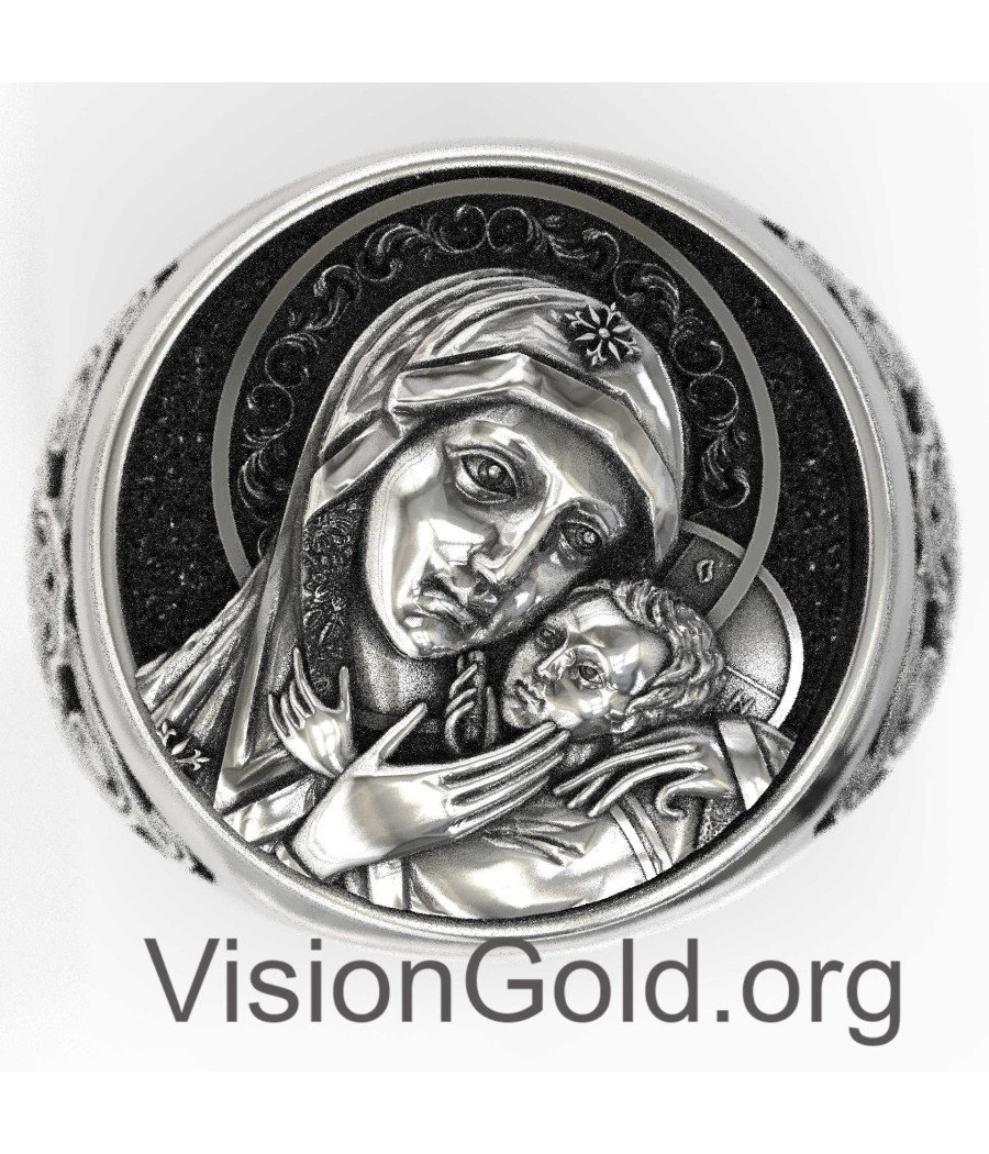 Signet Ring Virgin Mary and Jesus 0818