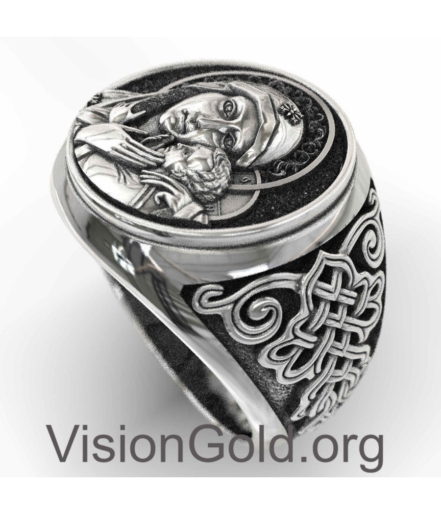 Anillo De Sello Virgen María Y Jesús 0818