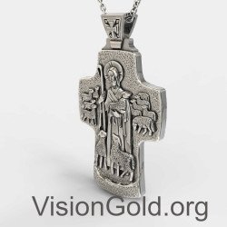 Religious Jesus Cross Mens Pendant Necklace 0370