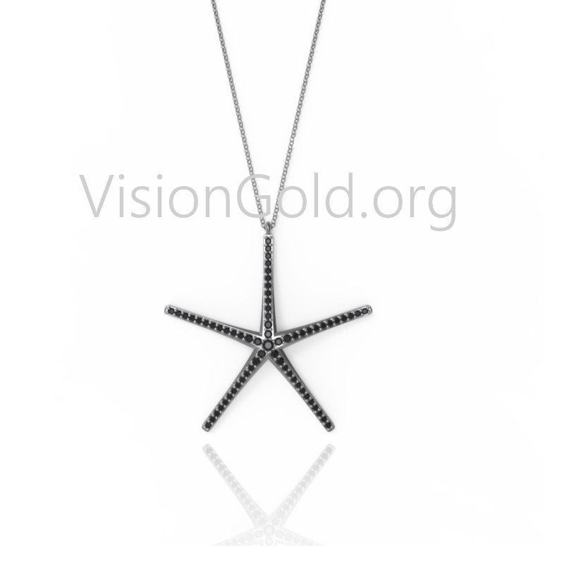 Silver starfish necklace, starfish necklace, starfish pendant, silver starfish jewellery, silver starfish