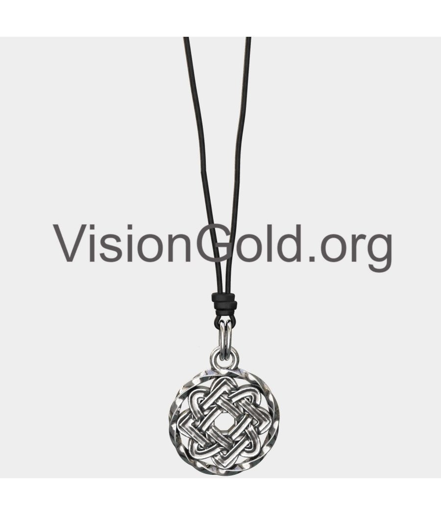 Celtic Knot Handmade Silver Men Pendant Necklace 0380